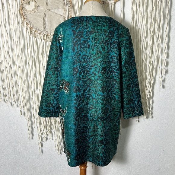 Chico’s Travelers Collection Mixed Print Crushed Jacket With Hook Closure Size L - Picture 6 of 16